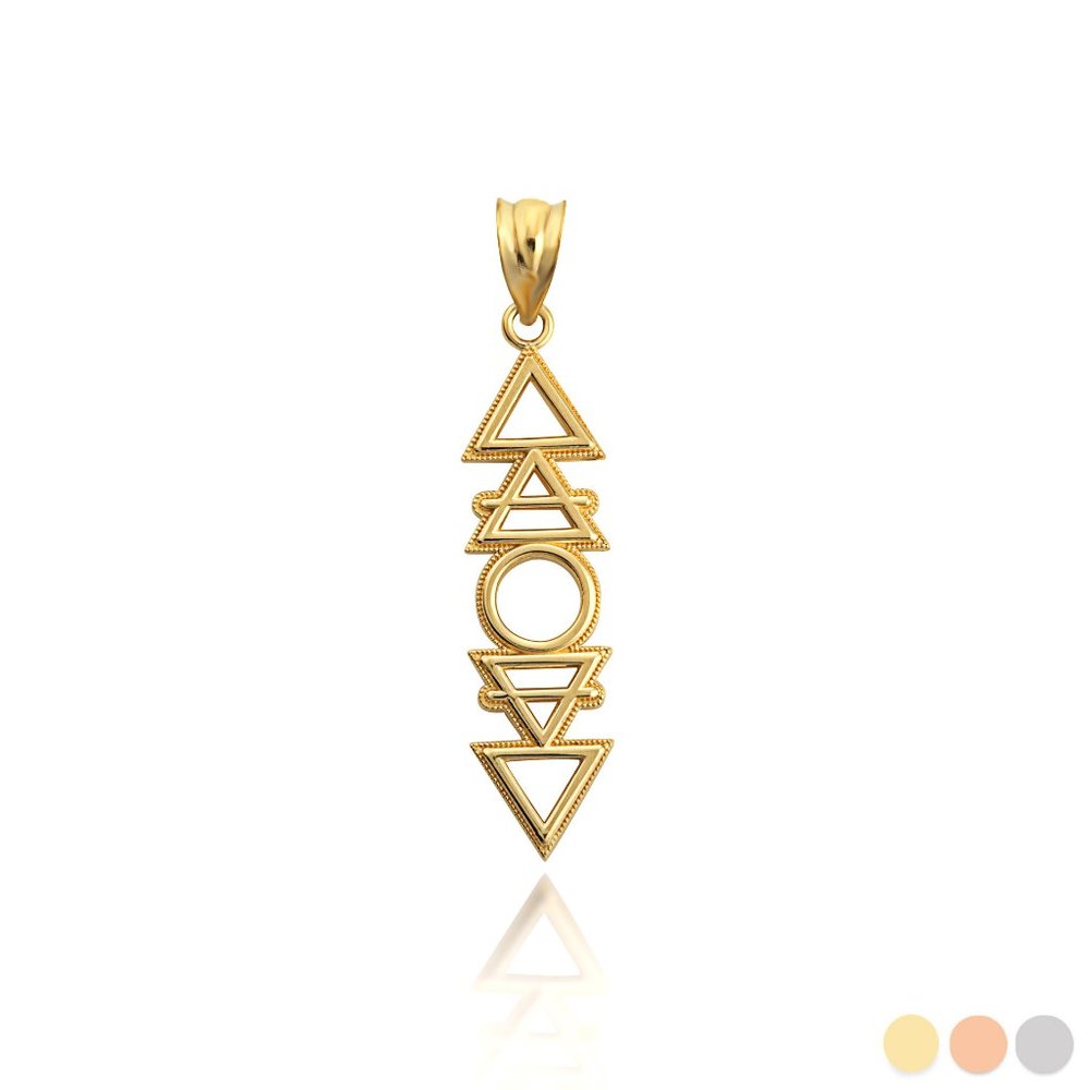 Solid 14k Gold 4 Elements Earth, Air, Water, Fire Symbols Pendant Charm
